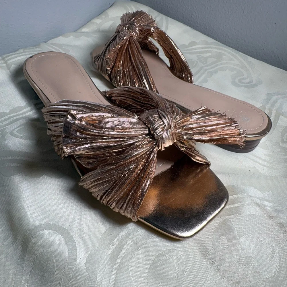 Journee Collection Metallic Bow Sandals